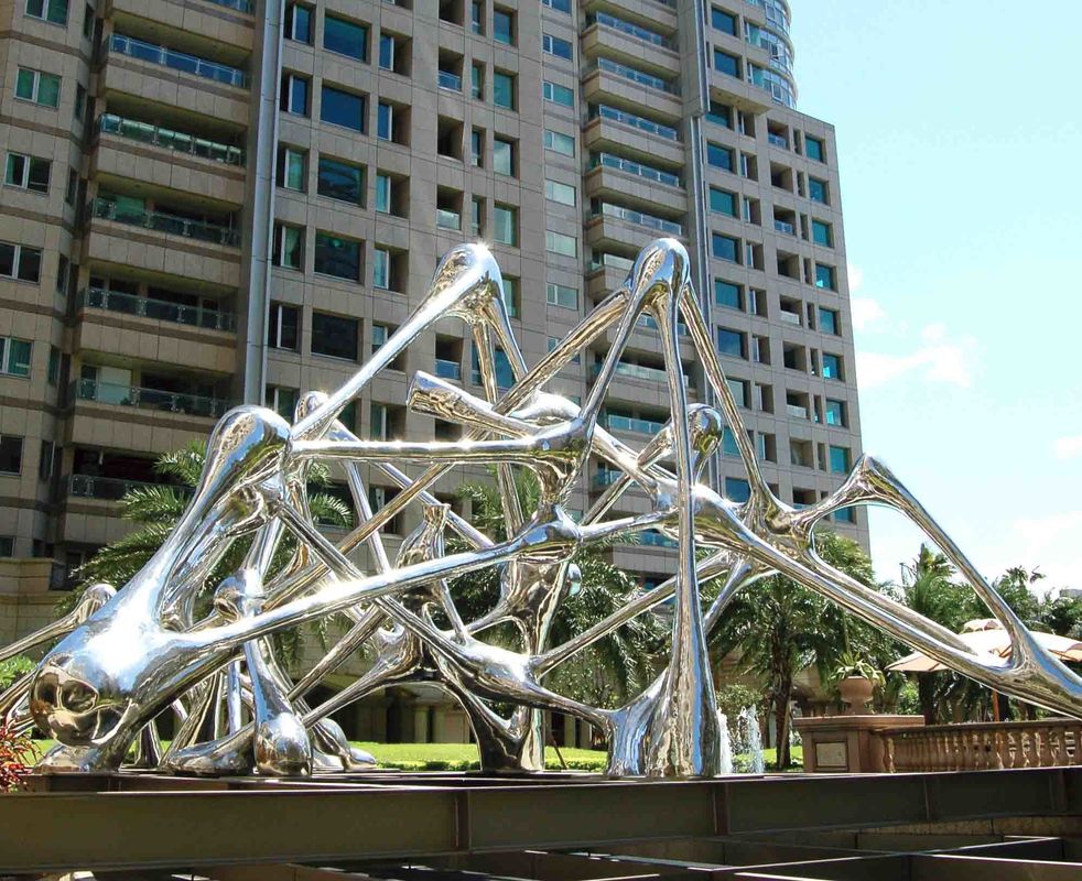 Gaya Modern Luar Taman Patung Stainless Steel Dengan Permukaan Cermin Dipoles
