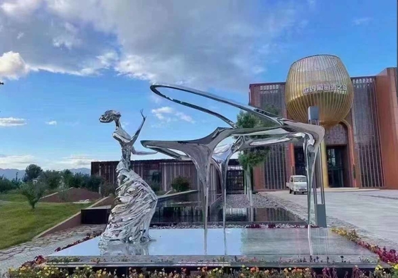 Karya Seni Patung Logam Stainless Steel Kontemporer Untuk Dekorasi Taman