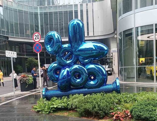 Patung Taman Abstrak Baja Tahan Karat 316L dengan Finishing Pernis Bakar Biru