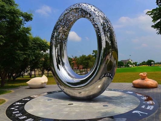 quality 316L Stainless Steel Outdoor Metal Sculpture dengan Surface Mirror Finish dan Desain Abstrak factory