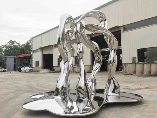 2.5m Tinggi Custom Mirror Finish Stainless Steel Abstrak Patung Logam untuk Dekorasi Taman