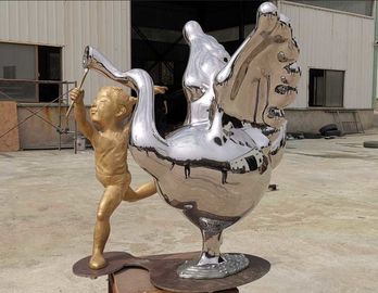 Patung-patung logam terbuka kontemporer publik dekoratif patung hewan Stainless Steel